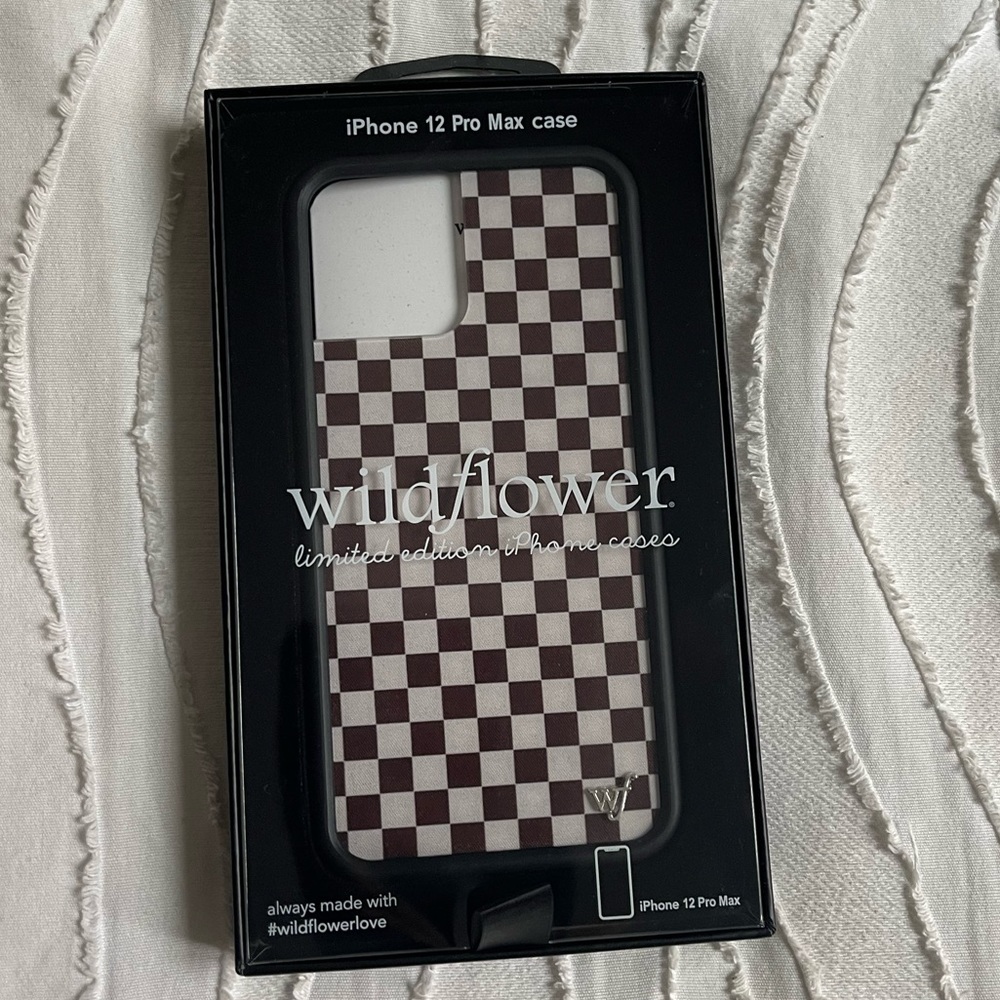 Brown checkered wildflower iPhone 12 Pro Max case